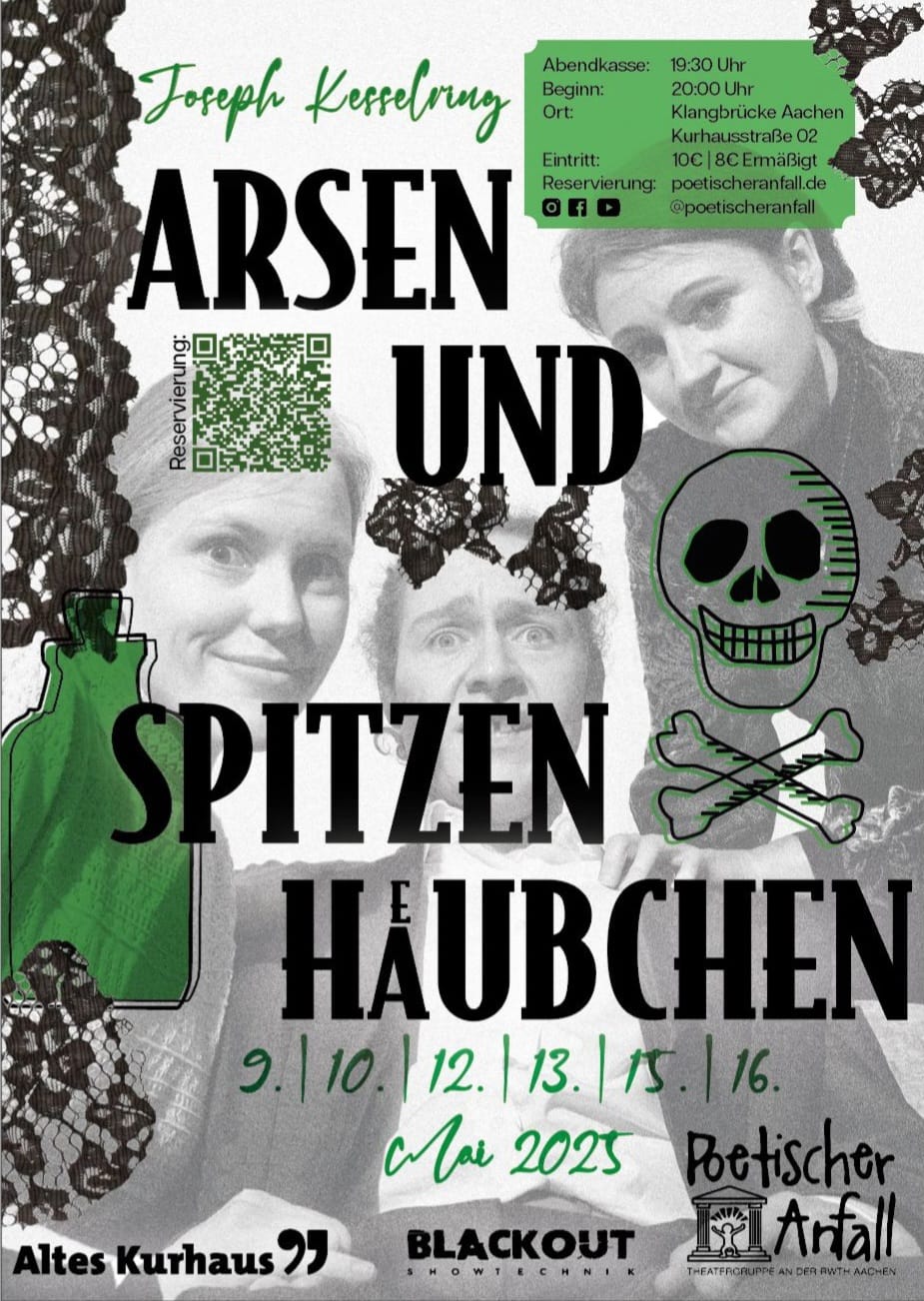 Das Plakat für die Aufführung von Arsen und Spitzenhäubchen des Poetischen Anfalls aus 2025.